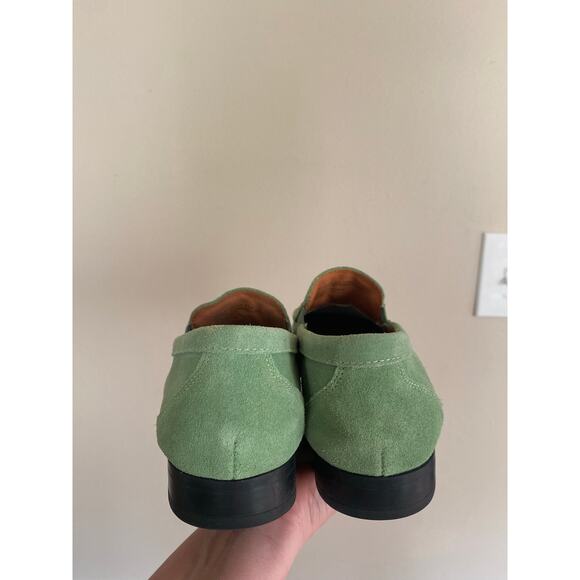 EUC Stacy Adams Quincy Moc Toe Bit Slip-On Loafers Pistachio Green Suede Sz 7.5 main image 5